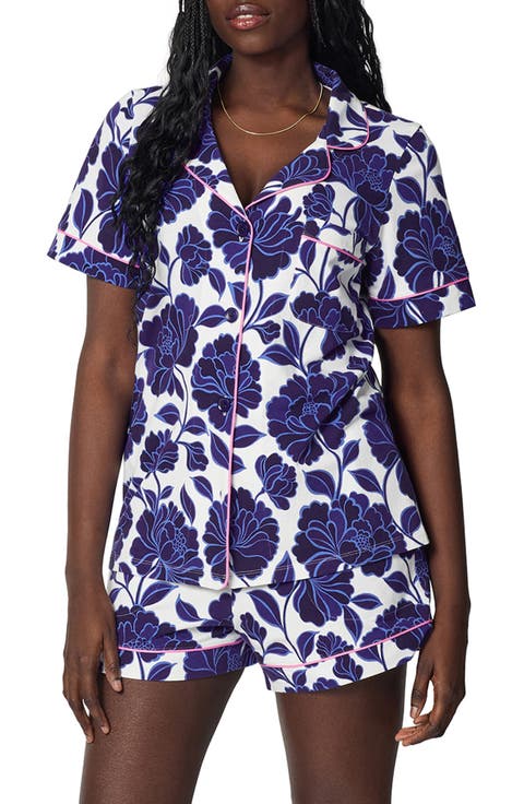 Print Stretch Organic Cotton Short Pajamas (Regular & Plus)