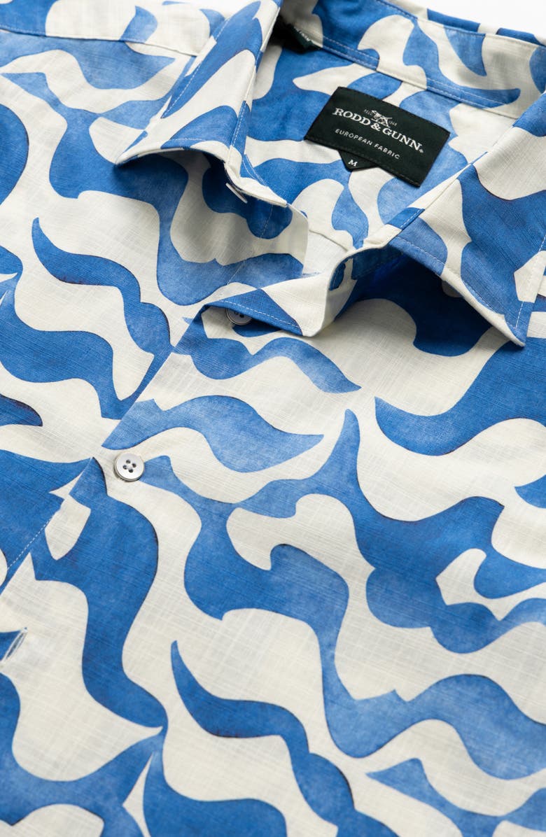 Rodd & Gunn Fireshaw Wave Print Short Sleeve Cotton Button-Up Shirt, Alternate, color, 