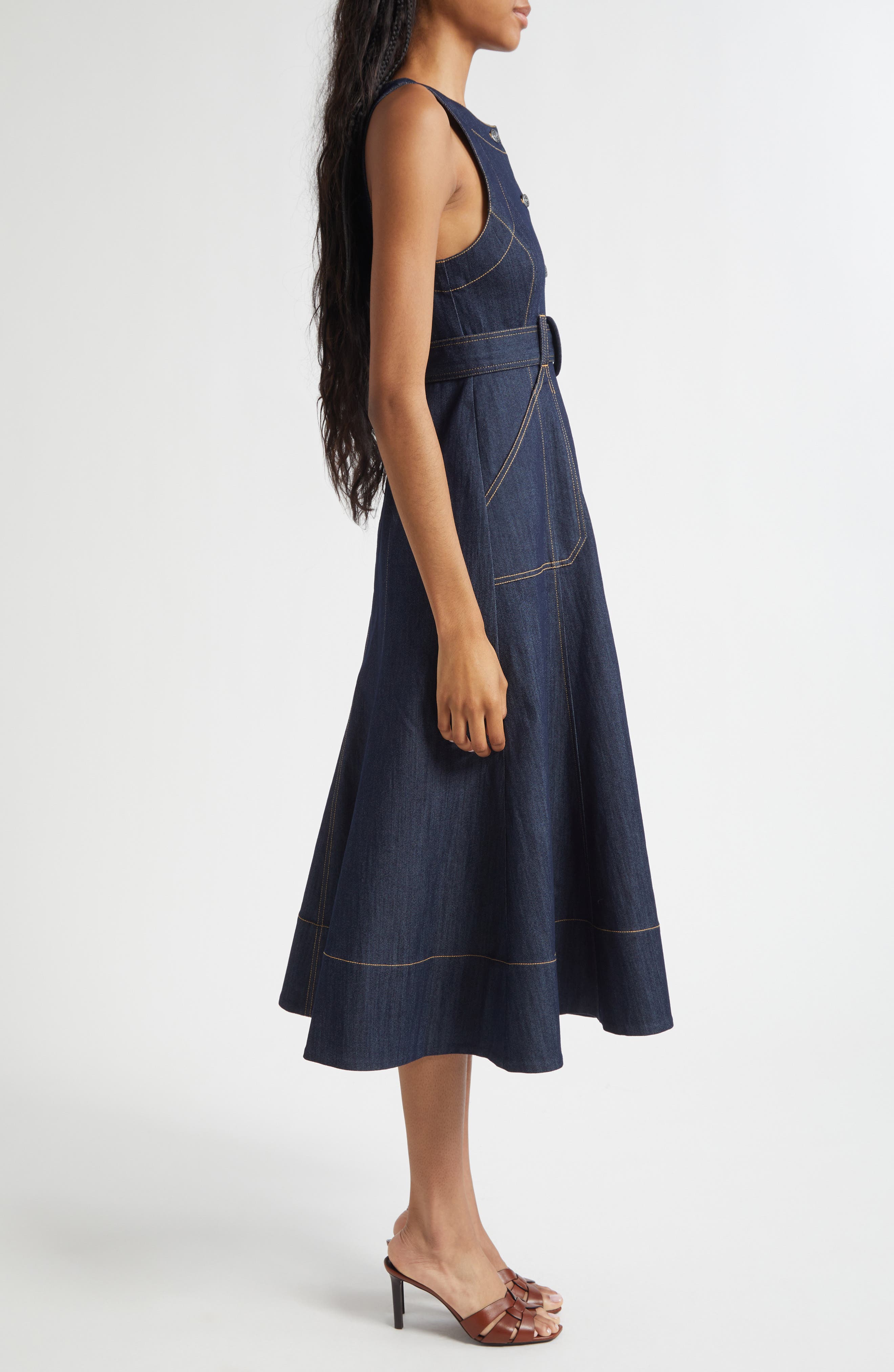 simon miller sahara striped denim dress SIMONMILLER in Red,Ivory 100% COTTON / LINING Pilcro Denim Mini Shift Size:3-4T Evening-Dresses