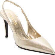 Prada Saffiano Metallic Leather Slingback Pump