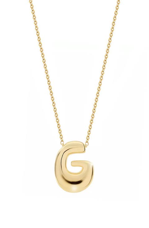 Puffed Initial Pendant Necklace