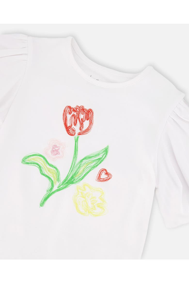 Organic Cotton Jersey Embroidery Short Sleeve Top, Alternate, color, White
