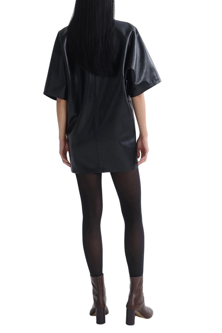 Kembra Recycled Leather Blend Shift Minidress, Alternate, color, DETOX BLACK