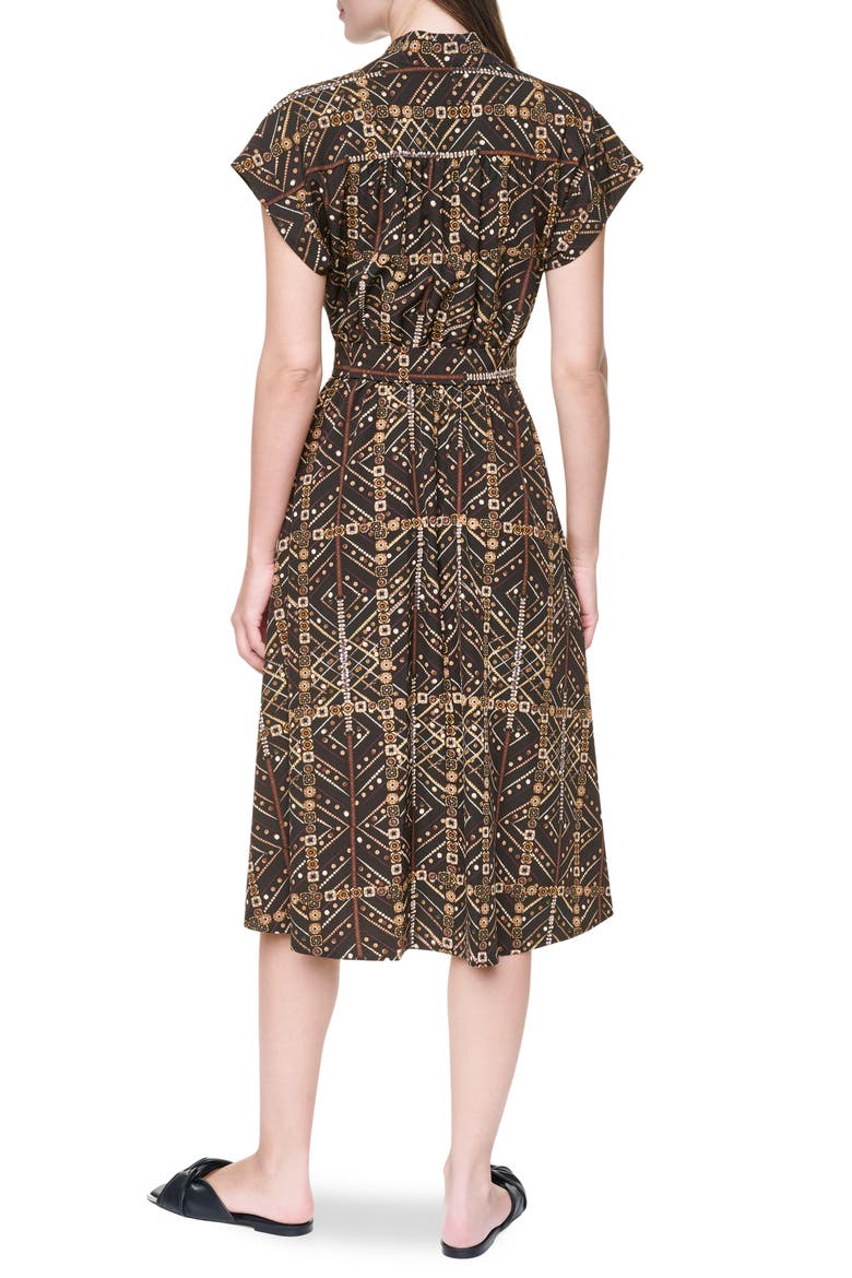 Short Sleeve Faux Wrap Midi Dress, Alternate, color, BLACK MULTI