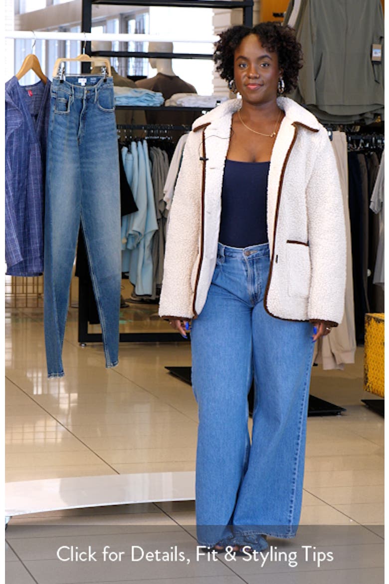 Contrast Trim Faux Shearling Jacket video