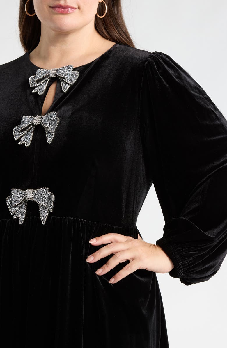 SUGARLIPS Glow Bow Velvet Long Sleeve Dress, Alternate, color,
