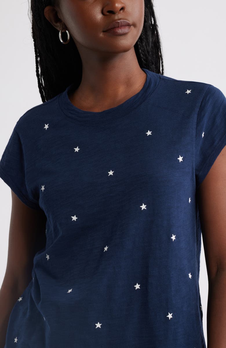 Caslon<sup>®</sup> Star Embroidered Cap Sleeve T-Shirt, Alternate, color, Navy- Ivory Tossed Stars