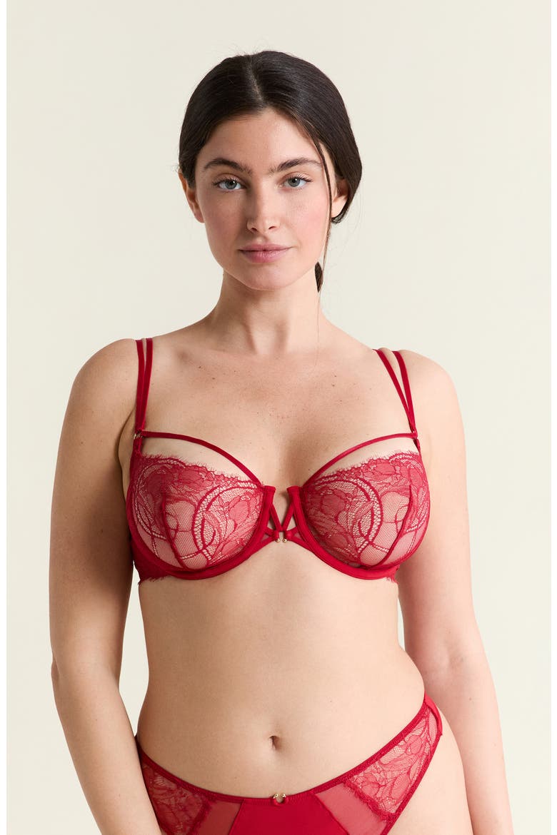 Vertige N°9 Underwire Balconette Bra, Alternate, color, RED