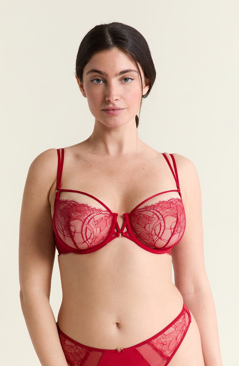 Etam Vertige N°9 Underwire Balconette Bra, Alternate, color, Red