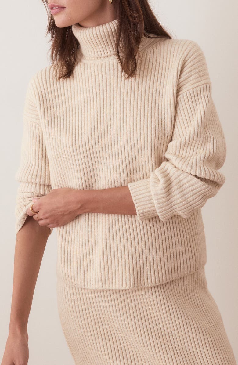 Marine Layer Isla Rib Turtleneck Sweater, Main, color, Cream
