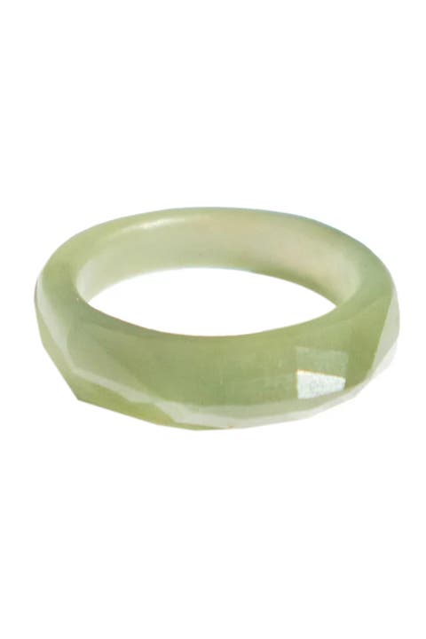 Dia Structured green jade ring
