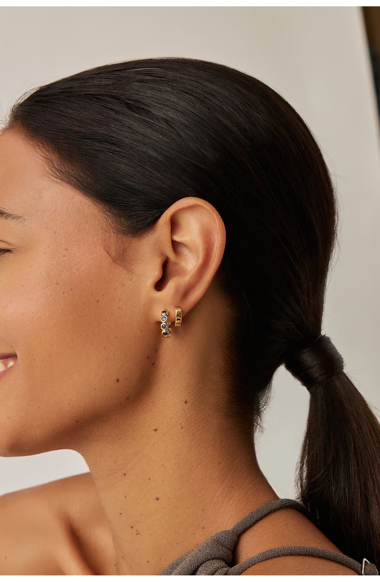 Missoma Small Tennis Hoop Earrings, Alternate, color, Gold/ Blue