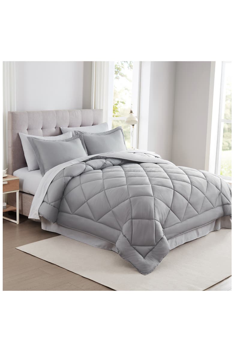Solid Reversible 7-Piece Comforter Set, Main, color, GRAY