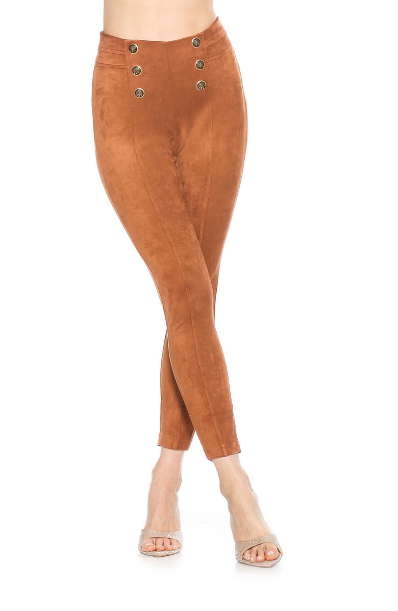 Alexia Admor Feyja Faux Suede Leggings, Alternate, color, Camel