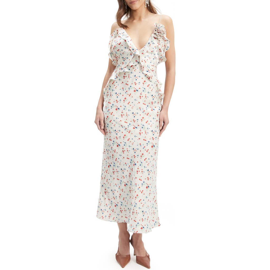 Bardot Olea Ruffle Maxi Dress In Ivory Floral