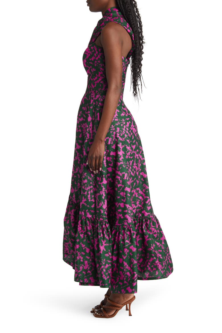 Beeko One-Shoulder Cotton Maxi Dress, Alternate, color, PURPLE/ GREEN