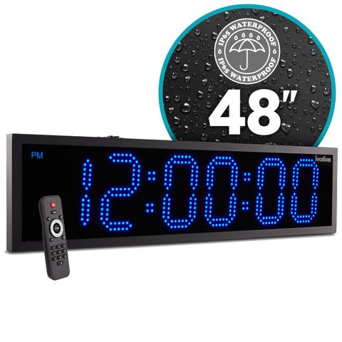 48 Waterproof Outdoor Digital LED Clock with Auto Time Sync, Temperature & Date