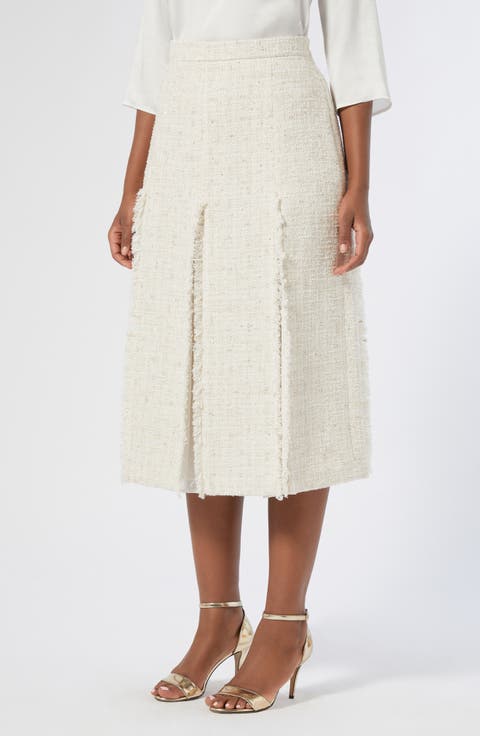 Eburnea Metallic Tweed Mixed Media Skirt (Plus)