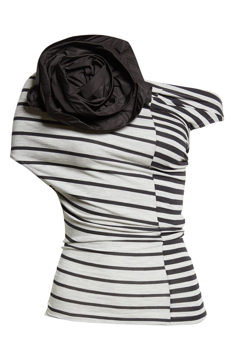 Vaquera Mixed Stripe Jersey Corsage Top, Main, color, Black Grey
