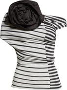 Vaquera Mixed Stripe Jersey Corsage Top