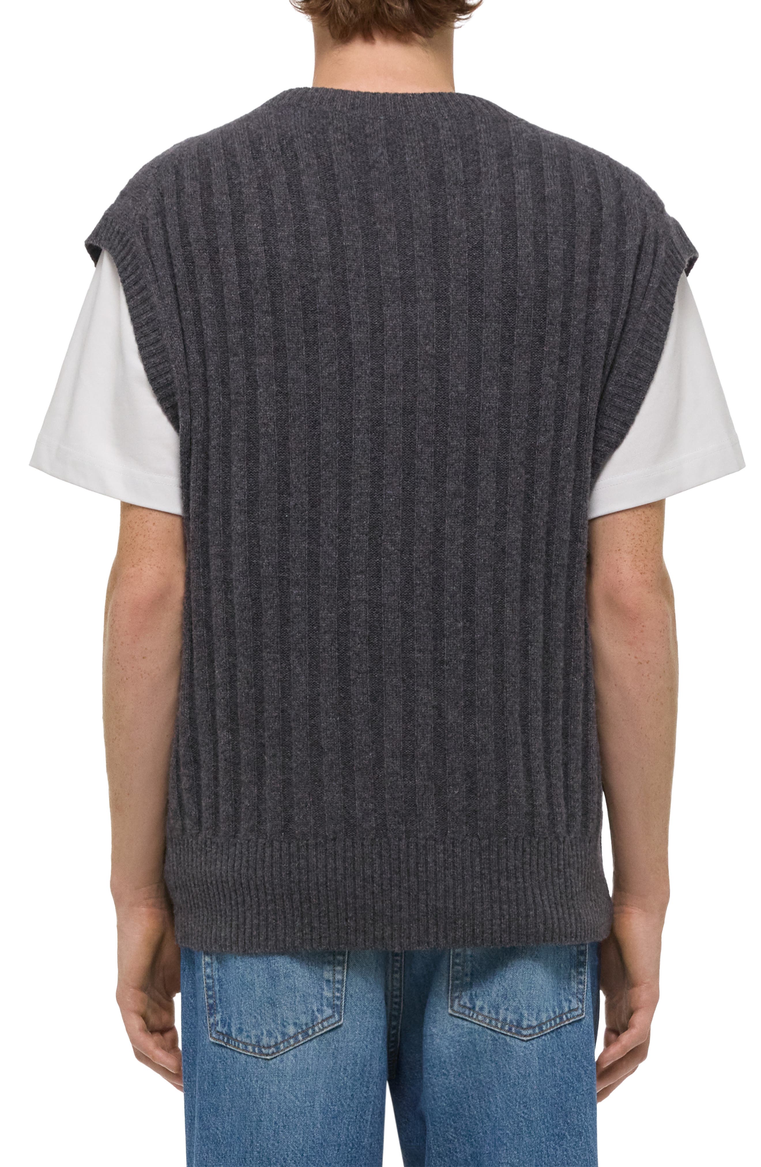 Zephir Oversize V-Neck Ribbed Wool Blend Sweater Vest - image 2