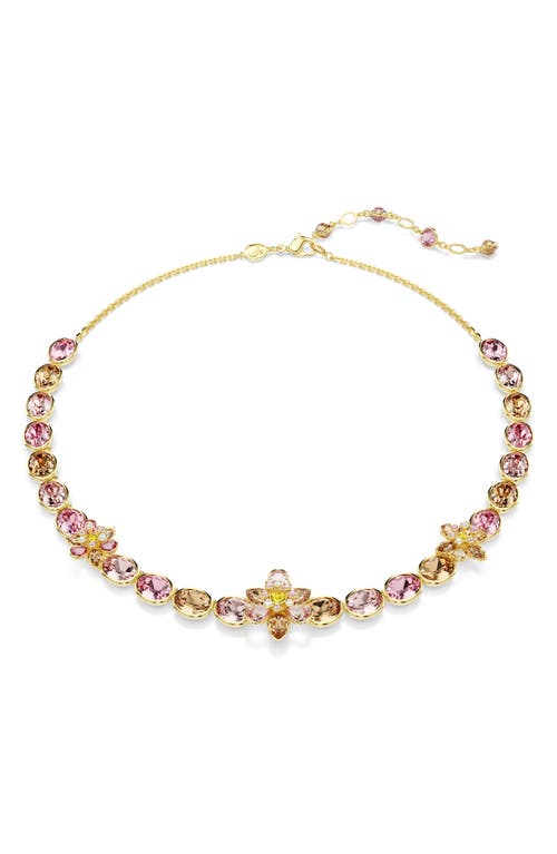 Swarovski Idyllia Crystal Flower Bracelet In Burgundy