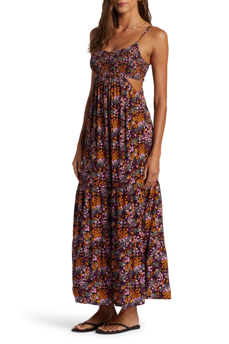 Hot Tropics Cutout Maxi Dress, Alternate, color, ANTHRACITE FLORAL DAZE