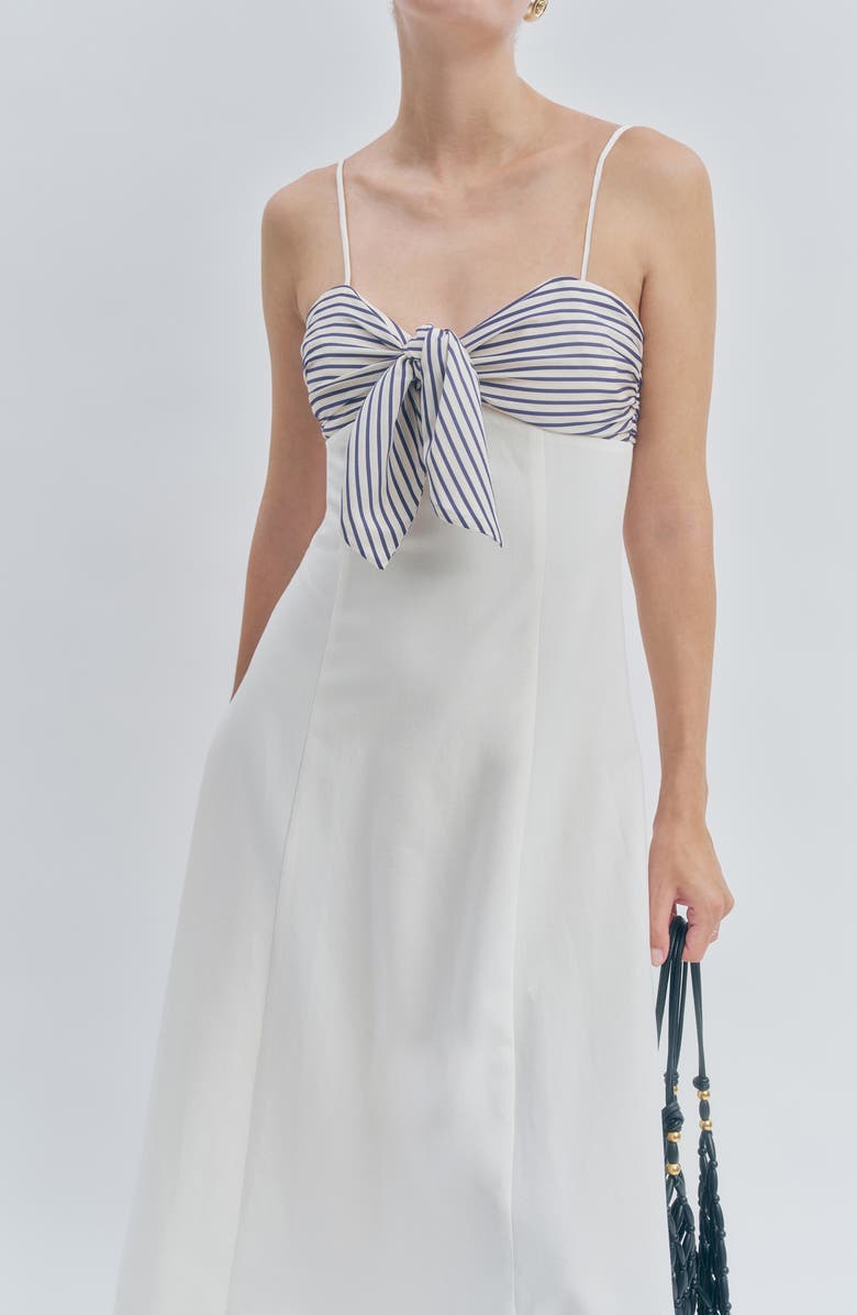 MAUDE CLUB Tullerie A-Line Dress, Alternate, color, Ivory Blue Stripe