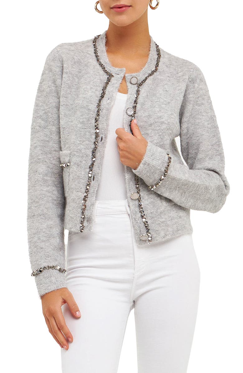 Endless Rose Sequin Trim Cardigan, Main, color,