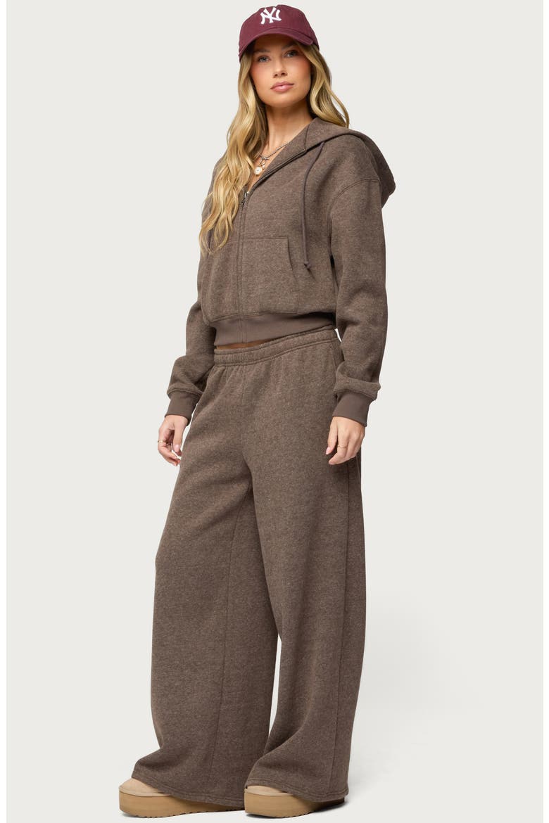 Laulie Crop Zip Hoodie, Alternate, color, BROWN