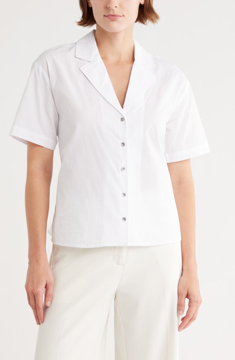 Scotch & Soda Cotton Camp Shirt, Main, color, Brilliant White