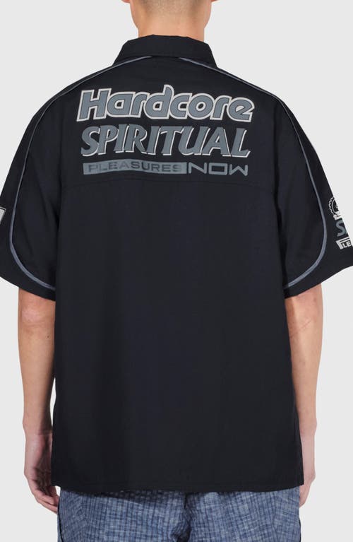 Pleasures Terror Oversize Short Sleeve Button-up Shirt In Black