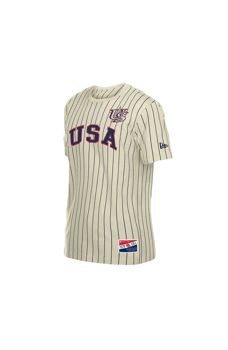 New Era Men's New Era Cream USA Baseball Throwback Meshback Pinstripe T-Shirt, Alternate, color, Cream