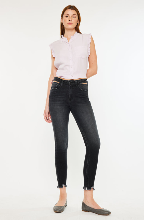 Kancan Tiara High Rise Ankle Skinny Jeans In Black