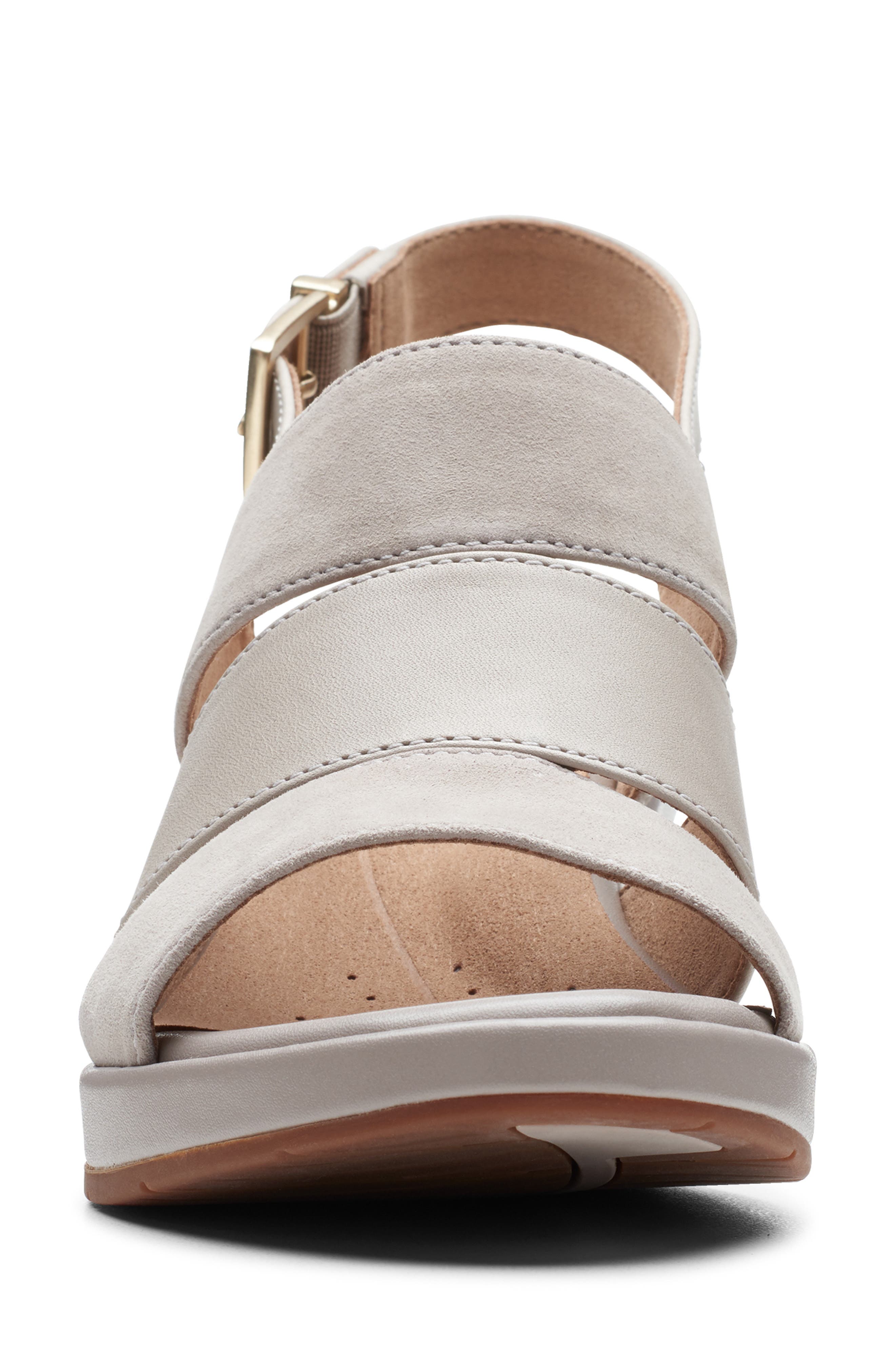 Un Plaza Go Wedge Sandal, Alternate, color, STONE SUEDE/ LEATHER