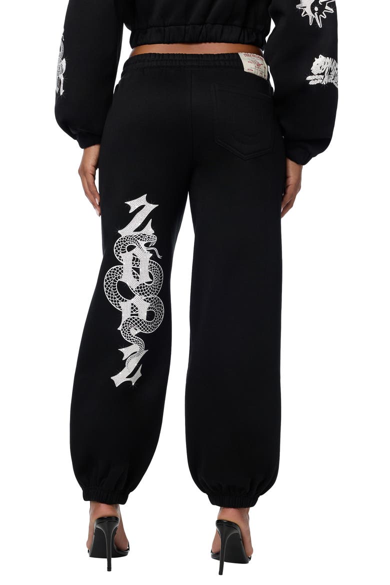 Crystal Logo Mid Rise Boyfriend Joggers, Alternate, color, JET BLACK