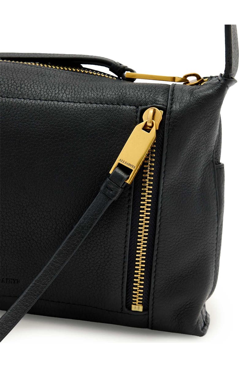 AllSaints Small Alba Zip Leather Crossbody Bag, Alternate, color, Black