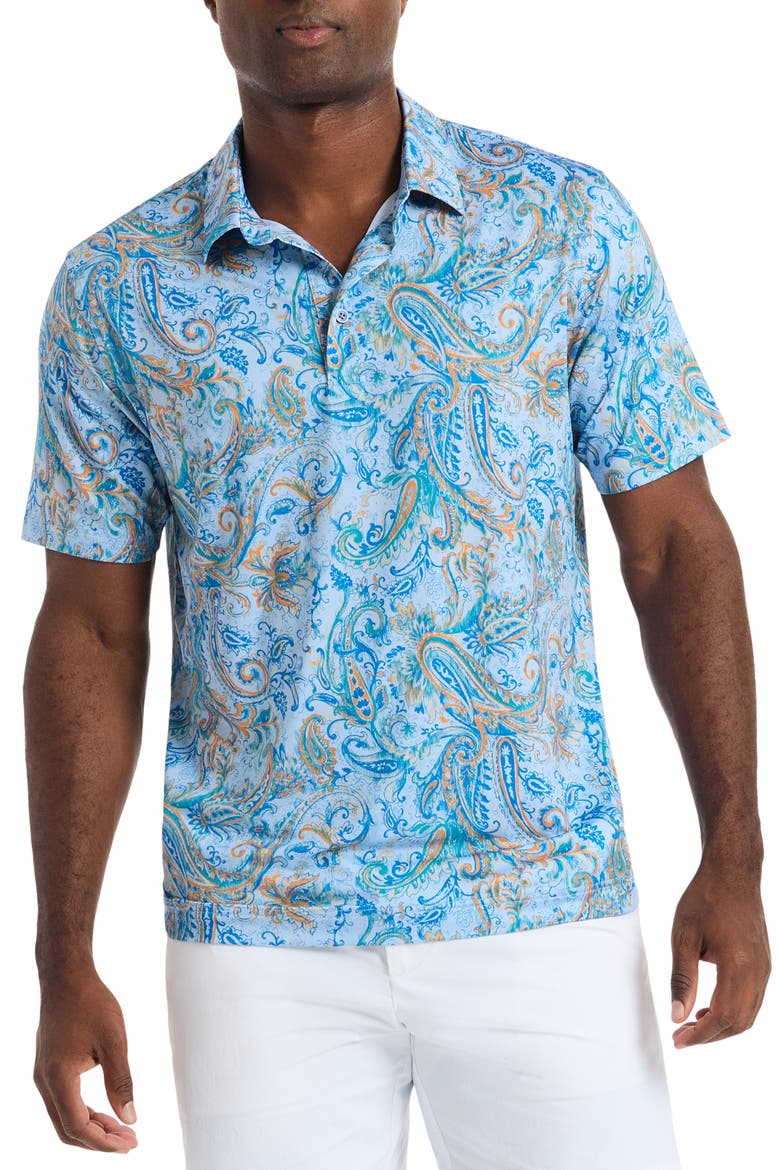 Pike Paisley Knit Polo, Main, color, BLUE