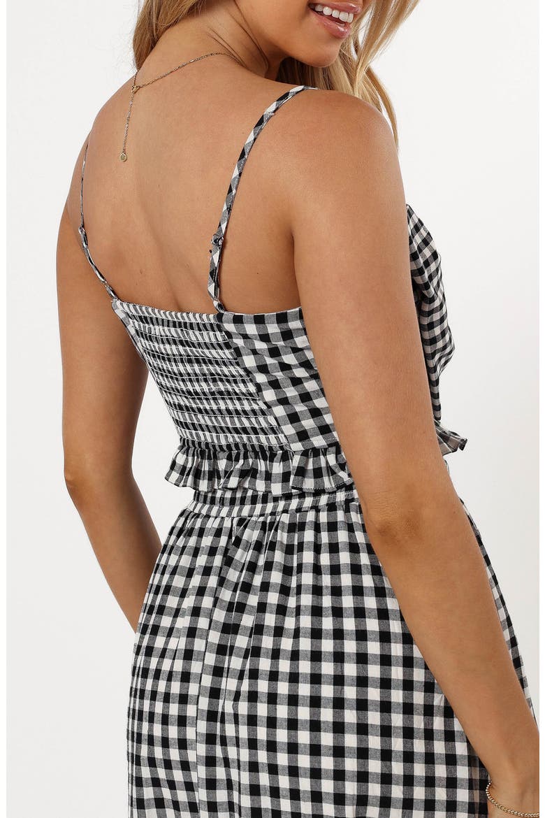 Bambi Bow Crop Camisole, Alternate, color, BLACK GINGHAM