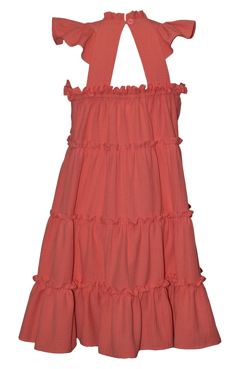 Iris & Ivy Kids' Tiered Flutter Sleeve Dress, Alternate, color, Coral