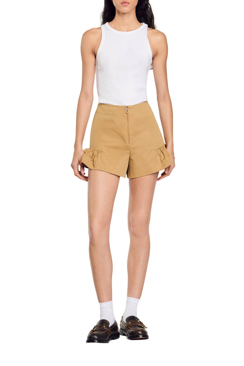 Ruffled shorts, Main, color, Camel