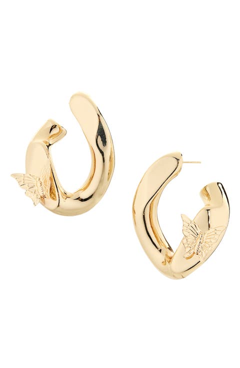 Butterfly Twisted Frontal Hoop Earrings