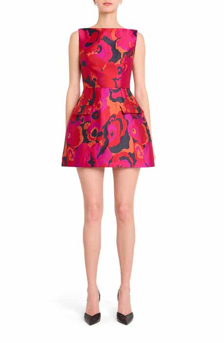 Amanda Uprichard Banco Sculptural Floral Jacquard Minidress