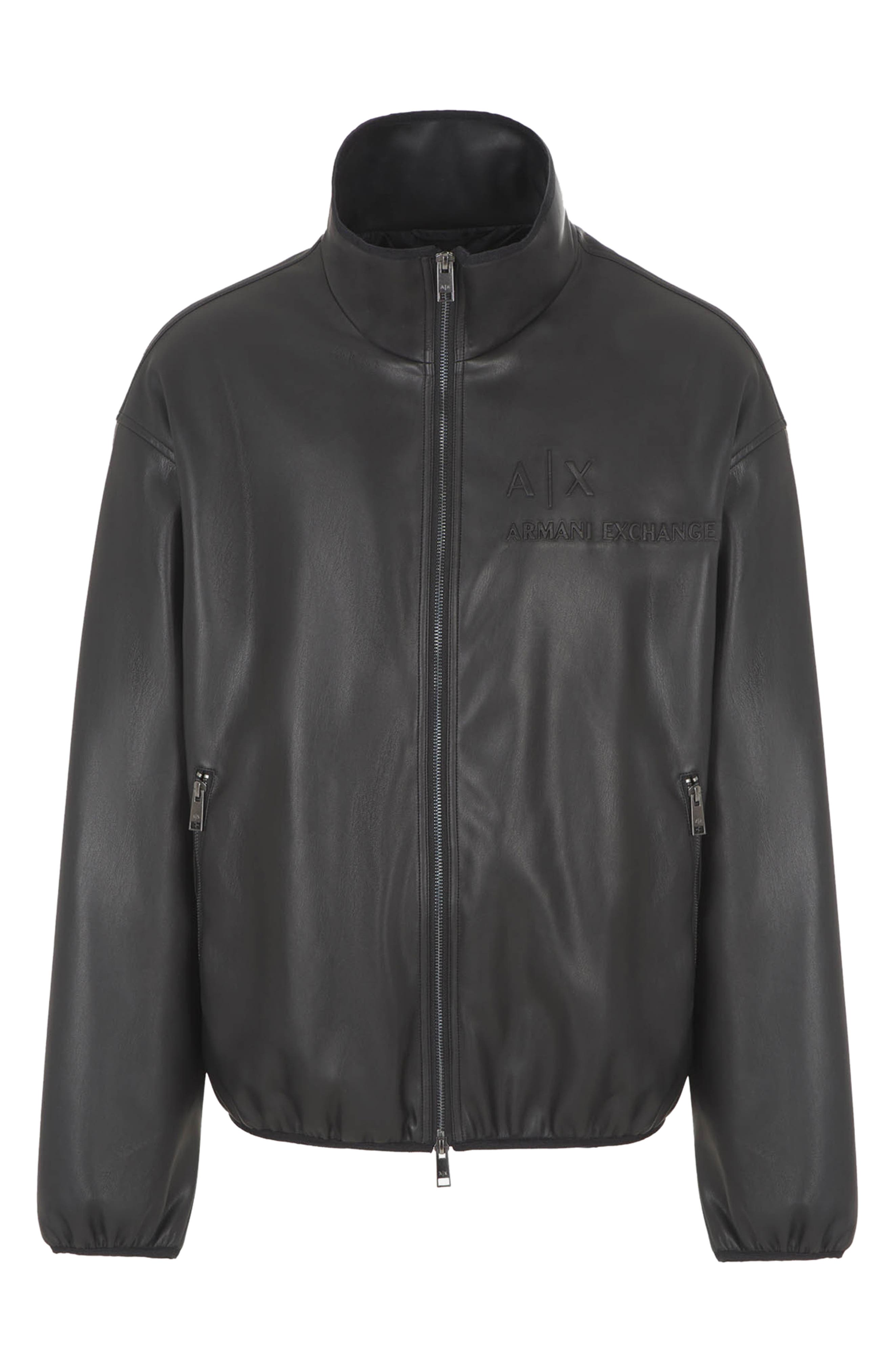 Armani Exchange Logo Embroidery Faux Leather Jacket (Men) | Nordstrom