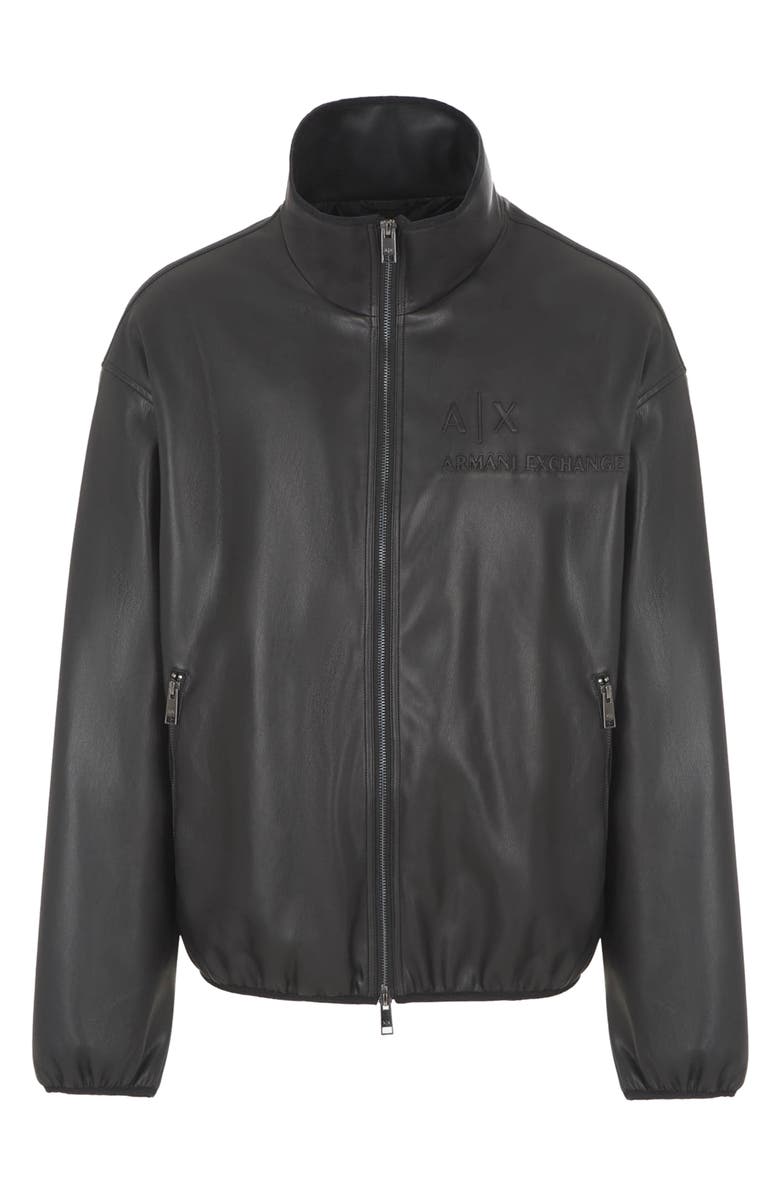 Armani Exchange Logo Embroidery Faux Leather Jacket, Alternate, color, 