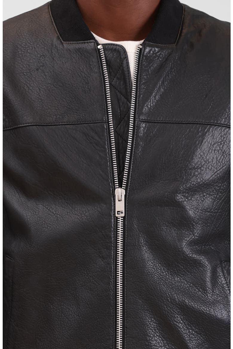 Leather Bomber Jacket, Alternate, color, BLACK