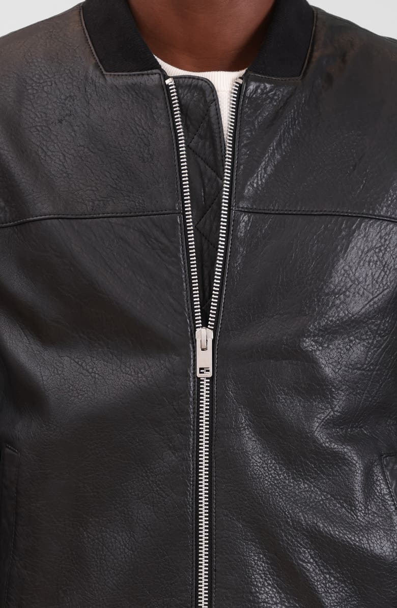 Bagatelle Leather Bomber Jacket, Alternate, color, Black