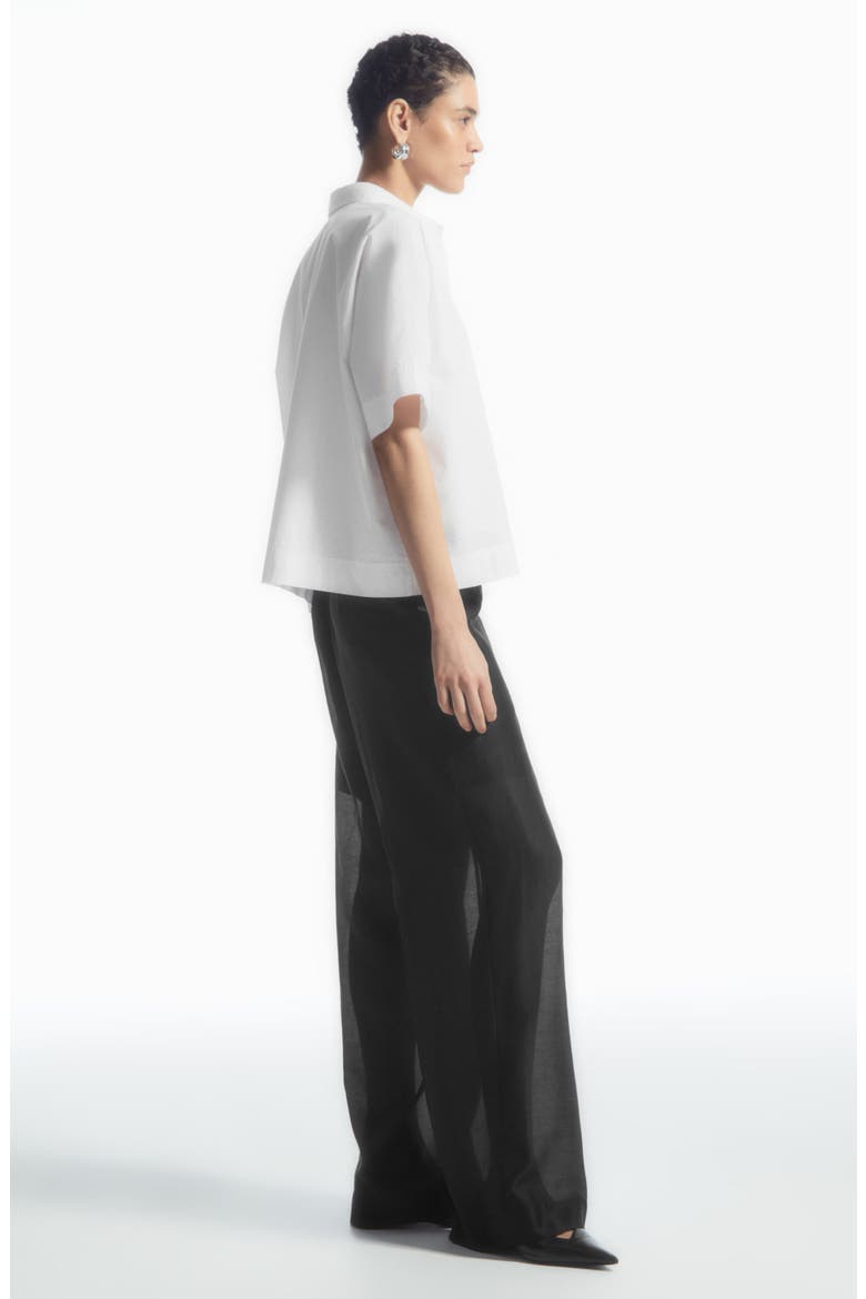 Boxy Short Sleeve Cotton Button-Up Shirt, Alternate, color, WHITE
