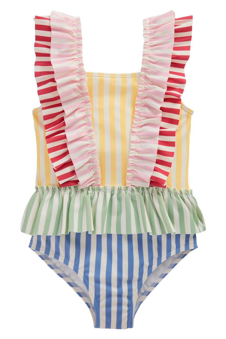 Kids' Frill Peplum One-Piece Swimsuit, Main, color, HOTCHPOTCH STRIPE