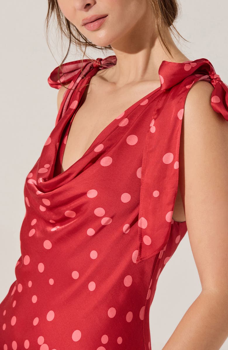 ASTR the Label Allexina Tie Shoulder Maxi Dress, Alternate, color, Red Polka Dot